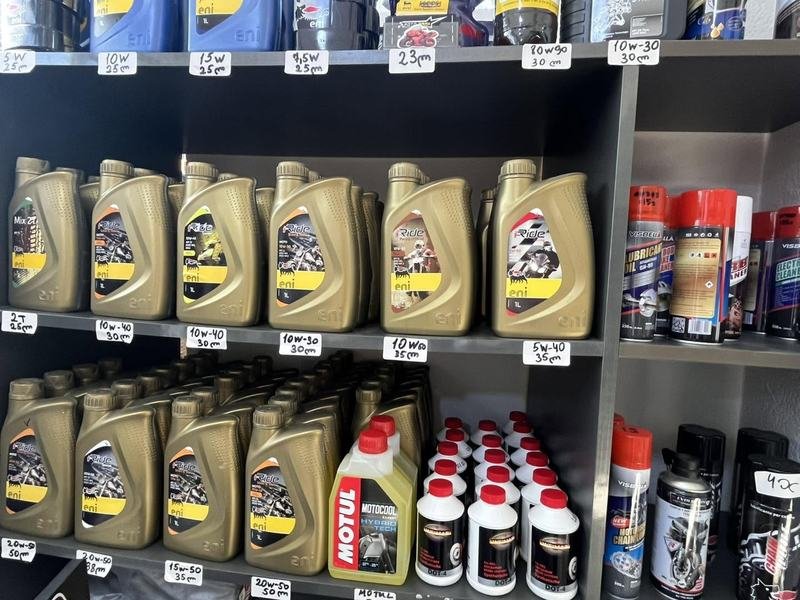 Engine and fork oils, brake fluid